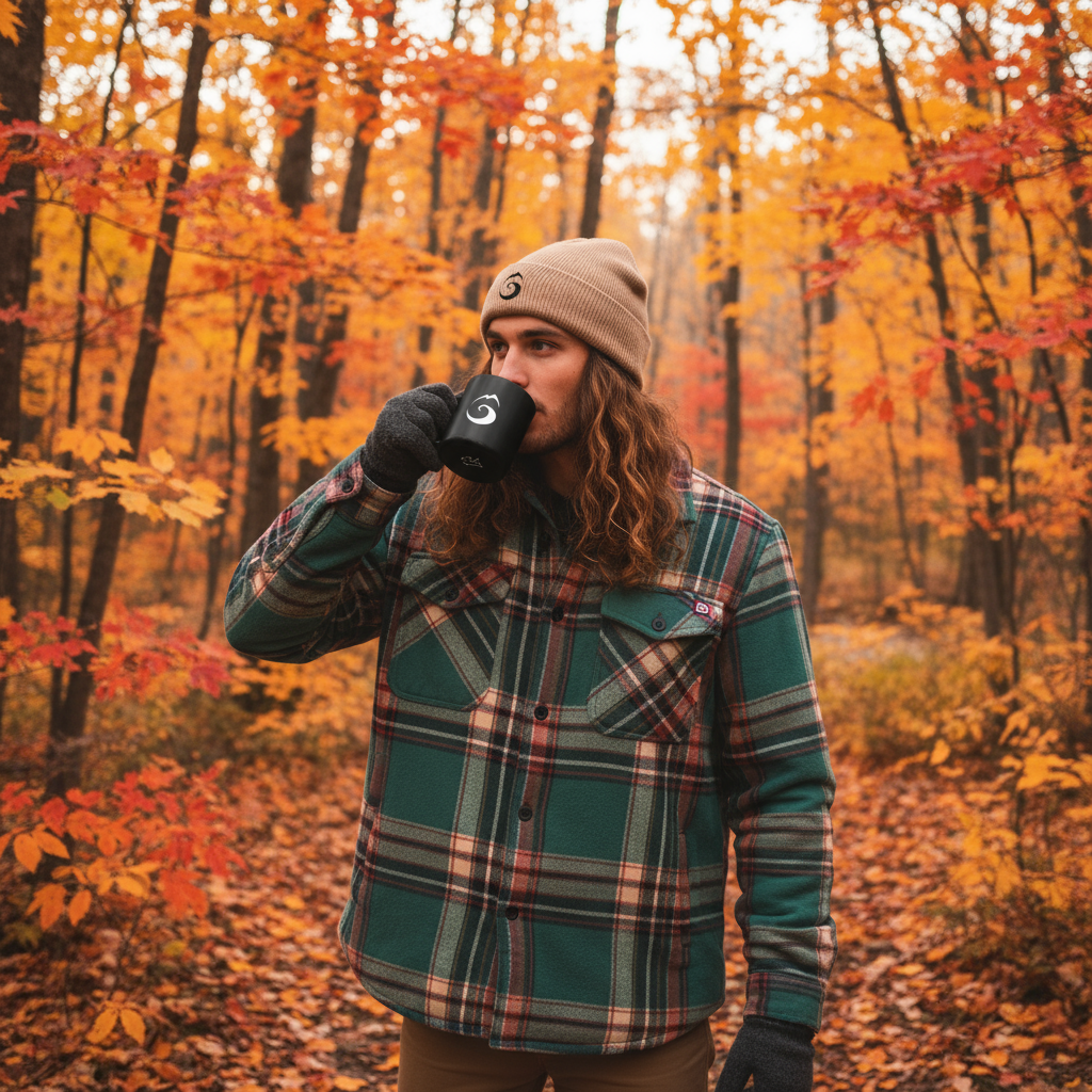 Homme cheveux longs en forêt