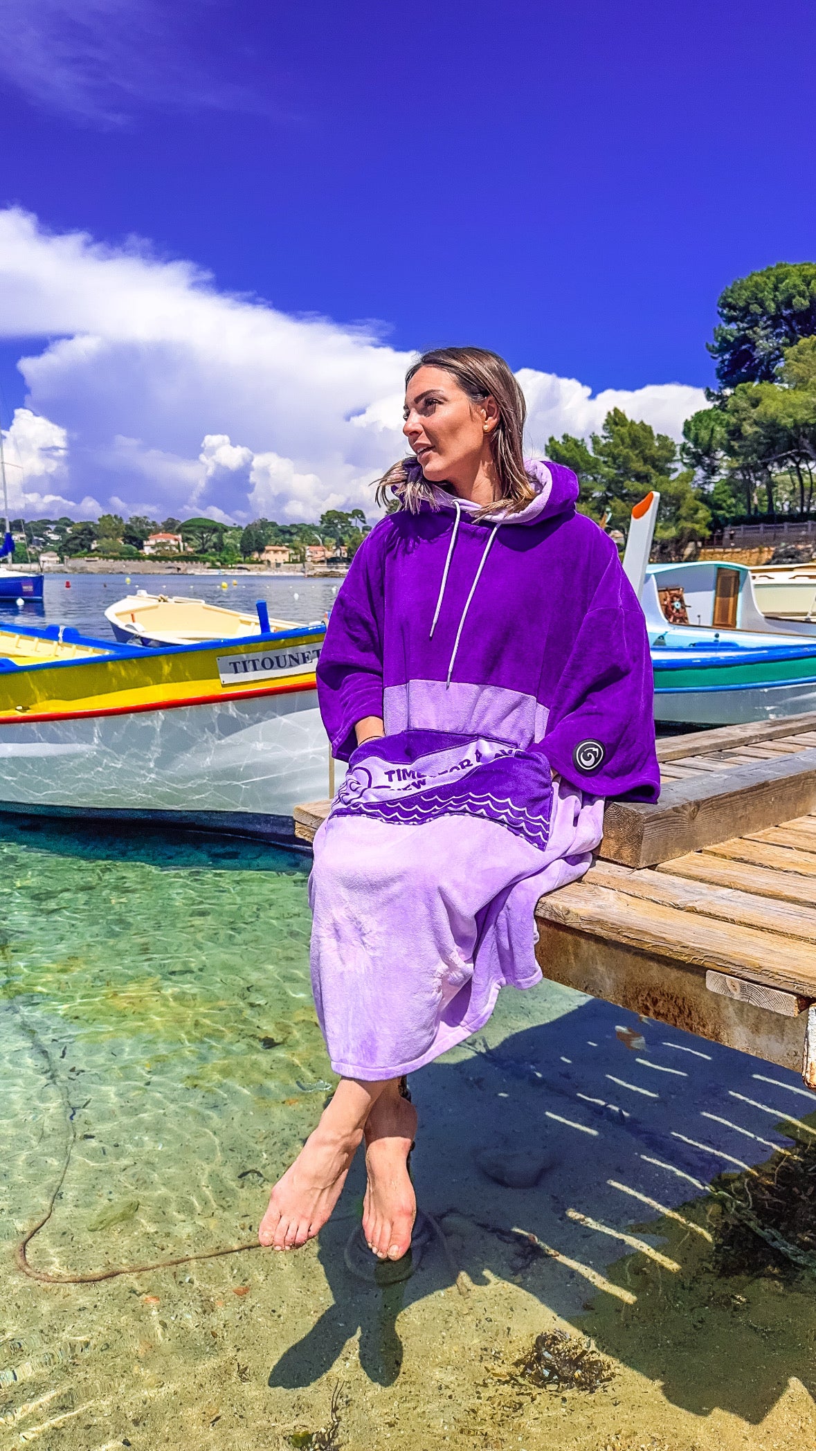 Poncho Tie and dye Violet en éponge HORIZON CLOTHING 