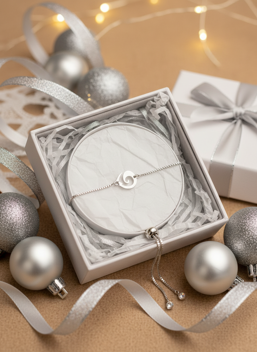 Bracelet argenté dans écrin cadeau
