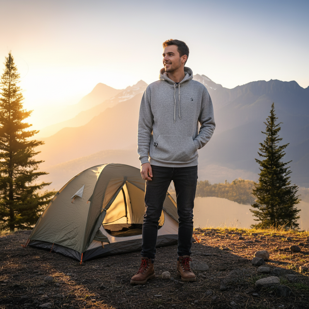 Hoodie gris en montagne