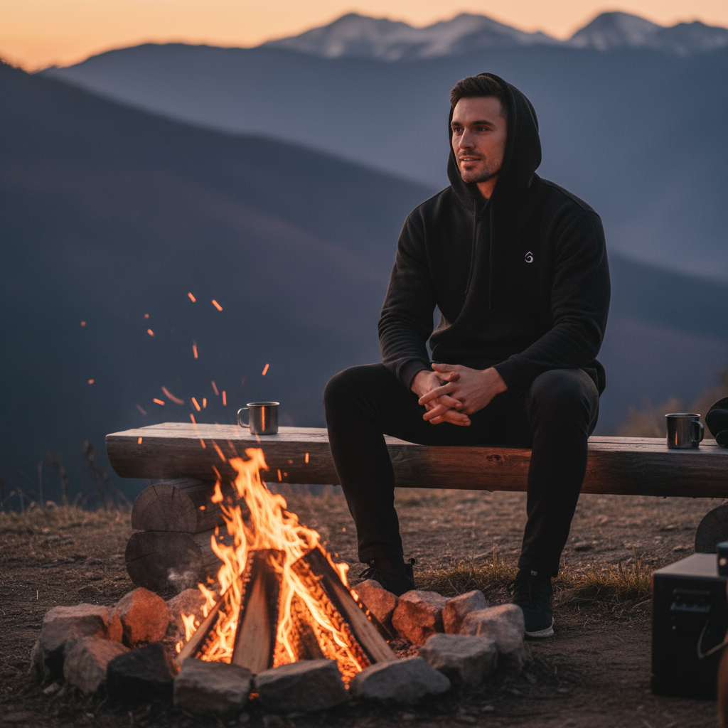 Hoodie Sanderson - mannequin au coin du feu - logo unique