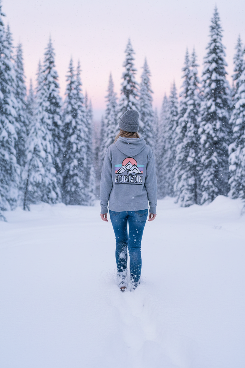 Marchant dans la neige avec jean bleu