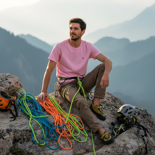 T-shirt Aravis - Photo lifestyle avec équipement d'escalade