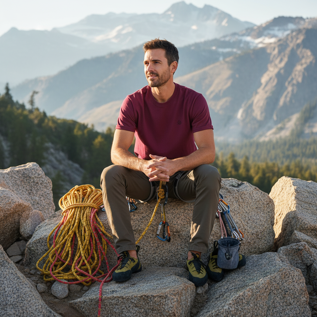 T-shirt Baccara - Photo lifestyle avec équipement d'escalade