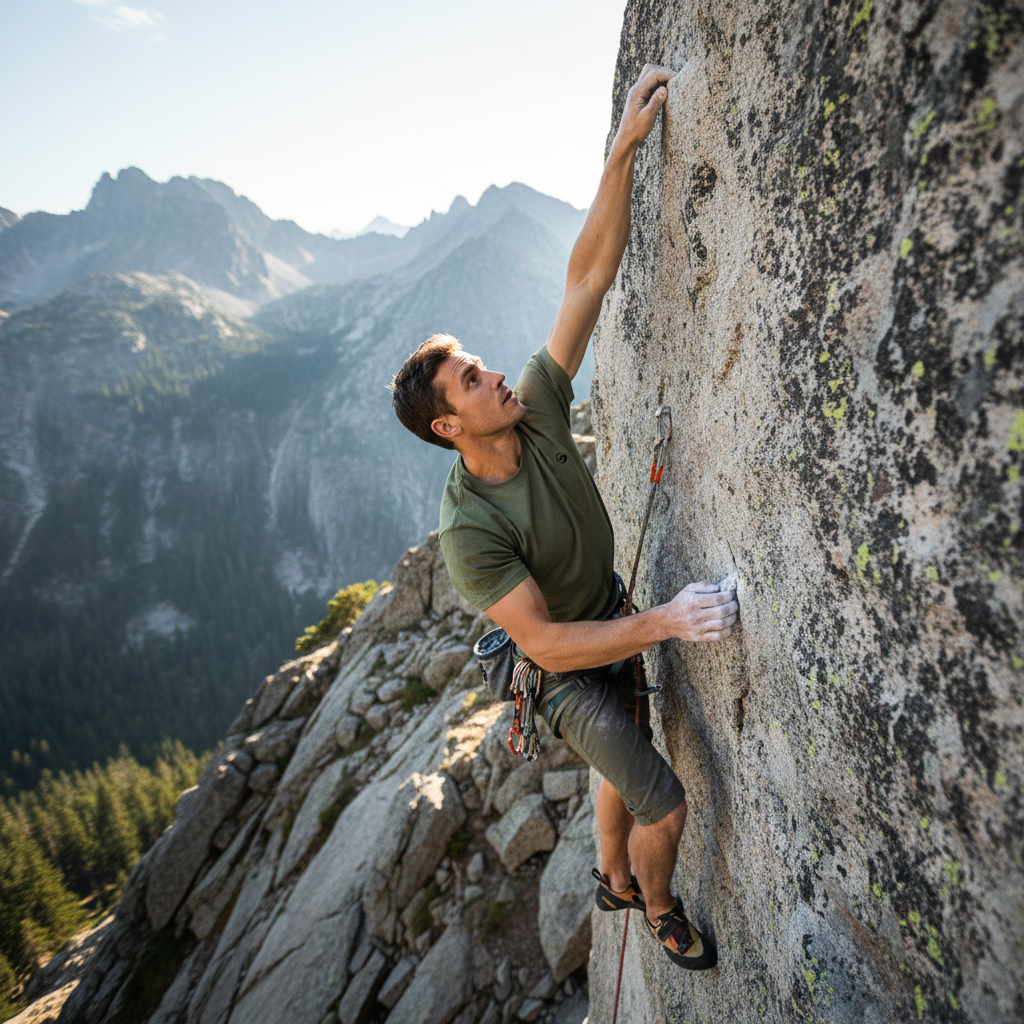 T-shirt kaki - Photo lifestyle escalade